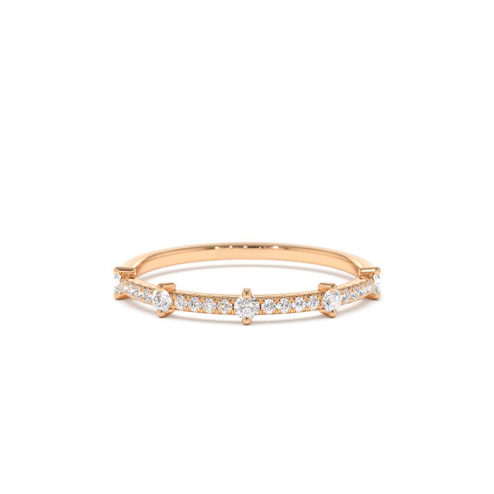 Dainty Stacking Diamond Wedding Band in 14K Gold — view 5