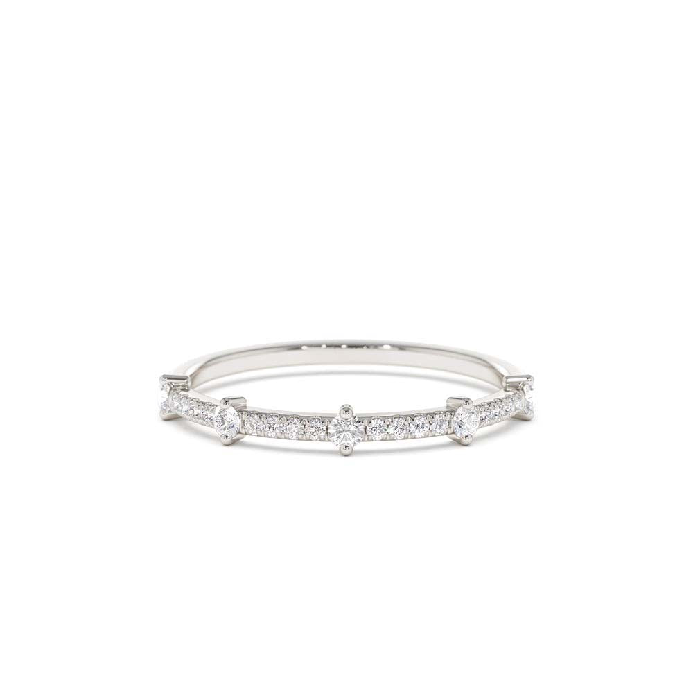 Dainty Stacking Diamond Wedding Band in 14K Gold — view 4