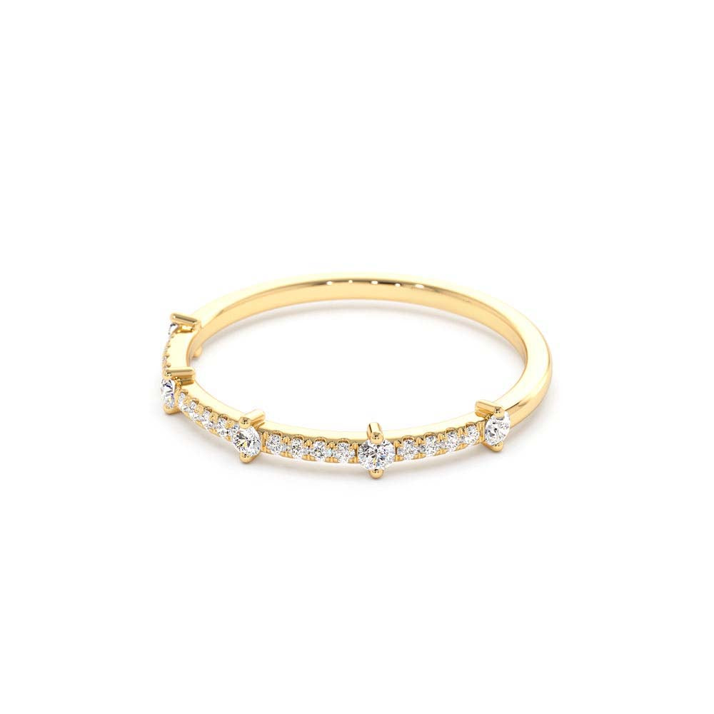 Dainty Stacking Diamond Wedding Band in 14K Gold — view 2