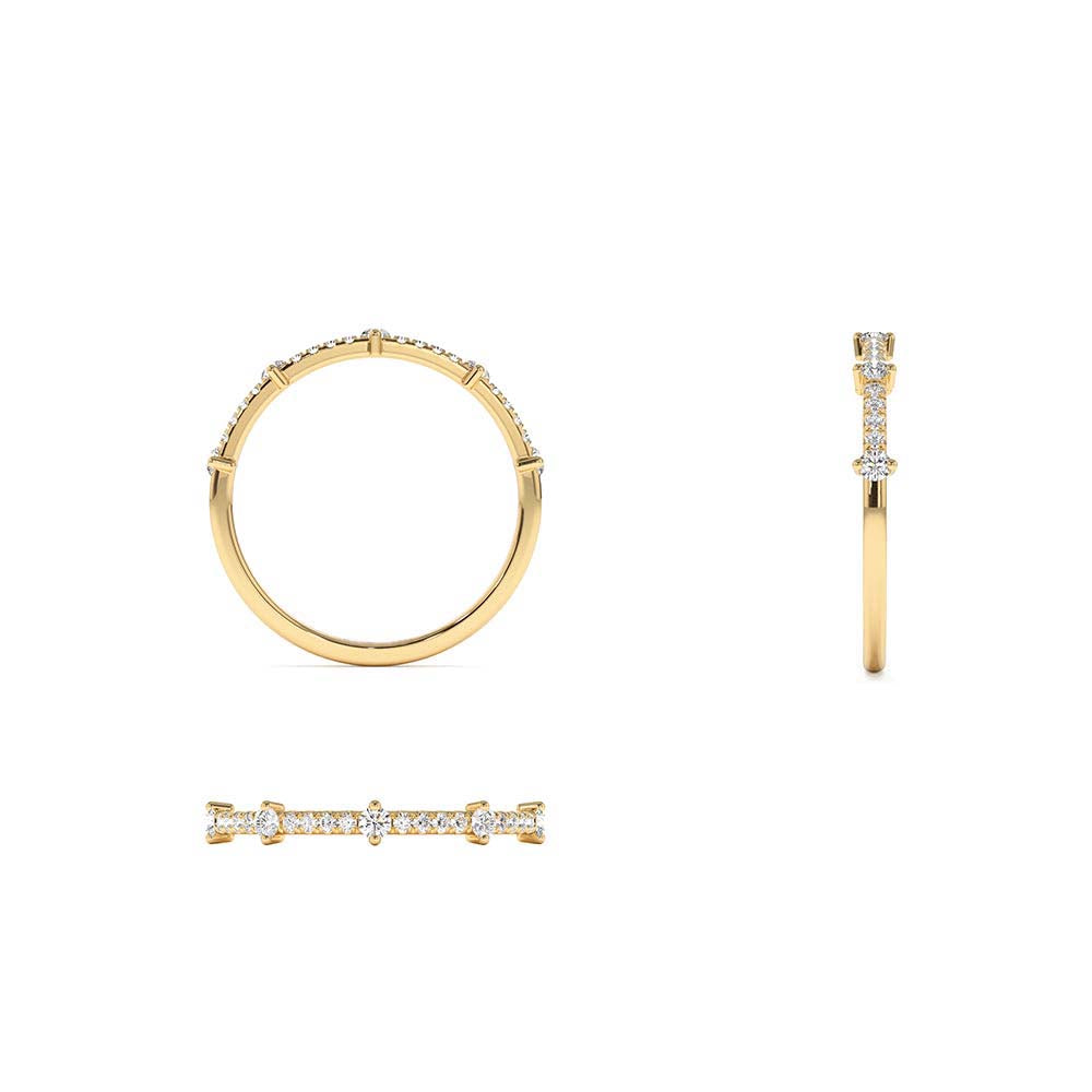 Dainty Stacking Diamond Wedding Band in 14K Gold — view 3