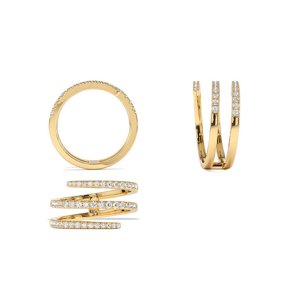 Diamond Spiral Ring in 14K Gold — view 3