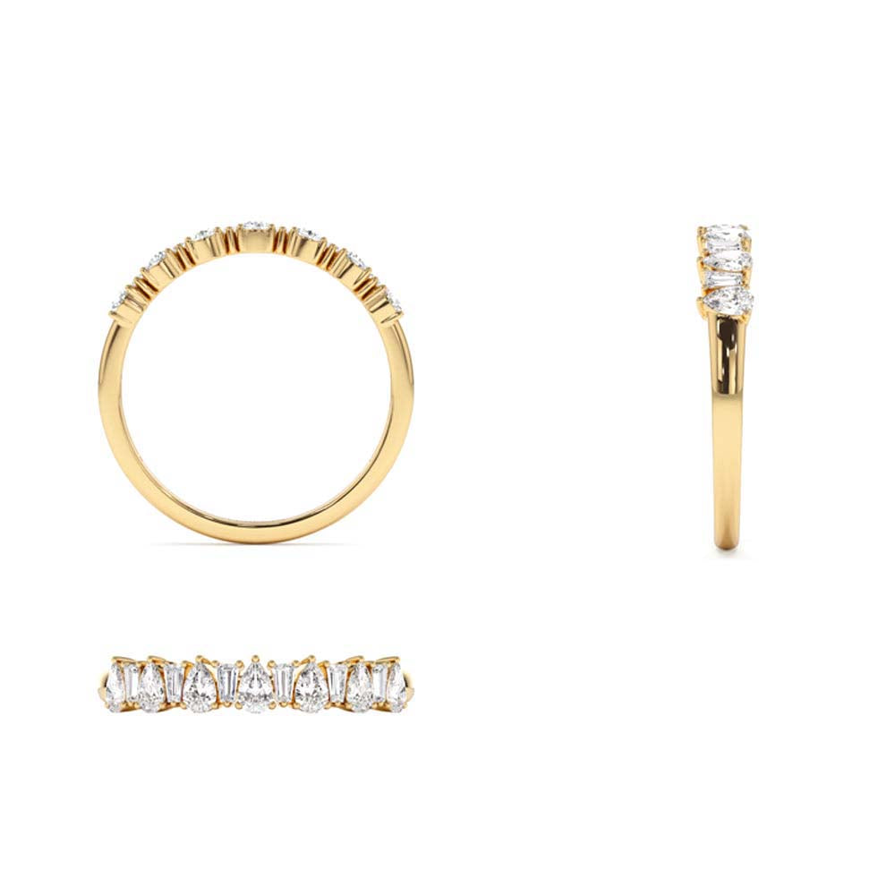 Pear Shaped & Tapered Baguette Diamond Anniversary Ring in 14K Gold — view 3