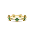 Full Eternity Clover Emerald and Diamond Ring in 14K Gold — view 1