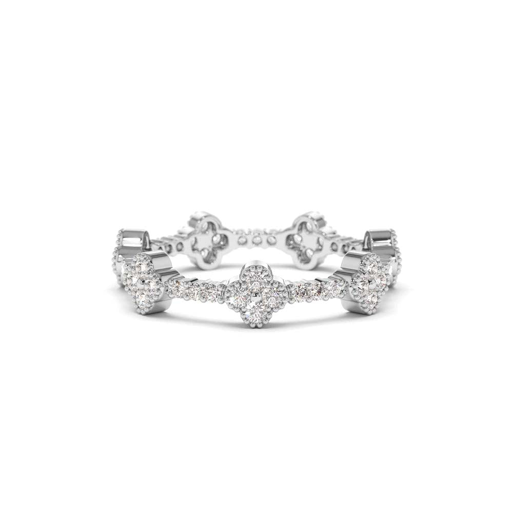 Full Eternity Clover Diamond Ring in 14K Gold — view 4