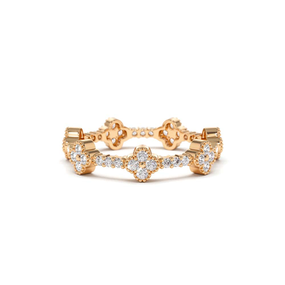 Full Eternity Clover Diamond Ring in 14K Gold — view 5