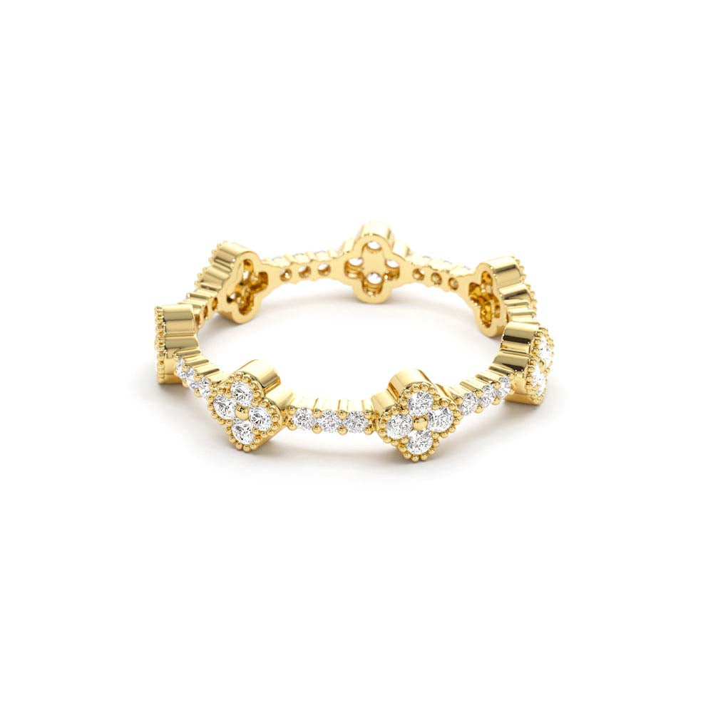 Full Eternity Clover Diamond Ring in 14K Gold — view 2
