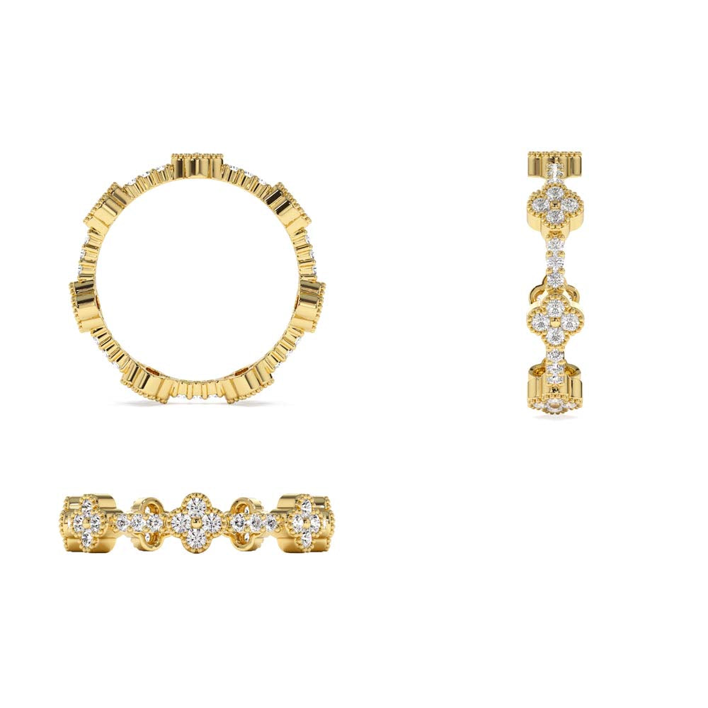 Full Eternity Clover Diamond Ring in 14K Gold — view 3