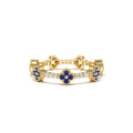 Full Eternity Clover Sapphire and Diamond Ring in 14K Gold — view 1