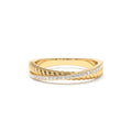 Micro Pave Diamond Twisted Rope Criss Cross Ring in 14K Gold — view 1