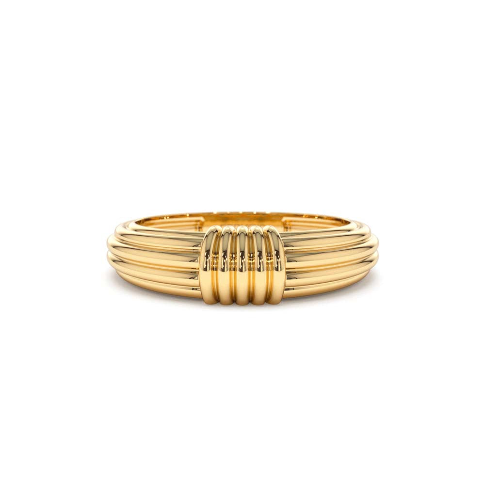 Ribbed Dome Graduating Gold Ring in 14K Gold — view 1
