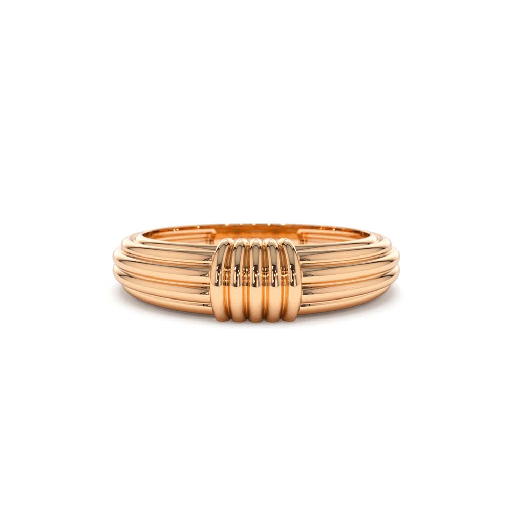 Ribbed Dome Graduating Gold Ring in 14K Gold — view 5