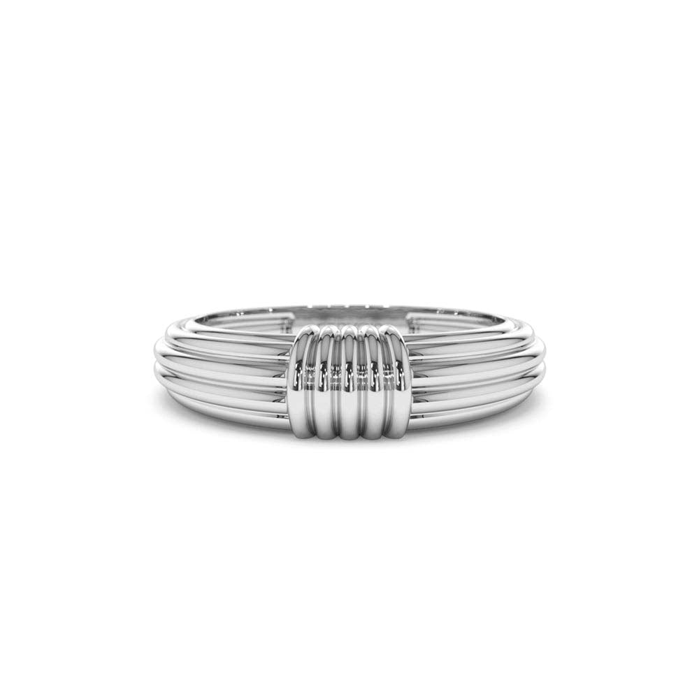 Ribbed Dome Graduating Gold Ring in 14K Gold — view 4
