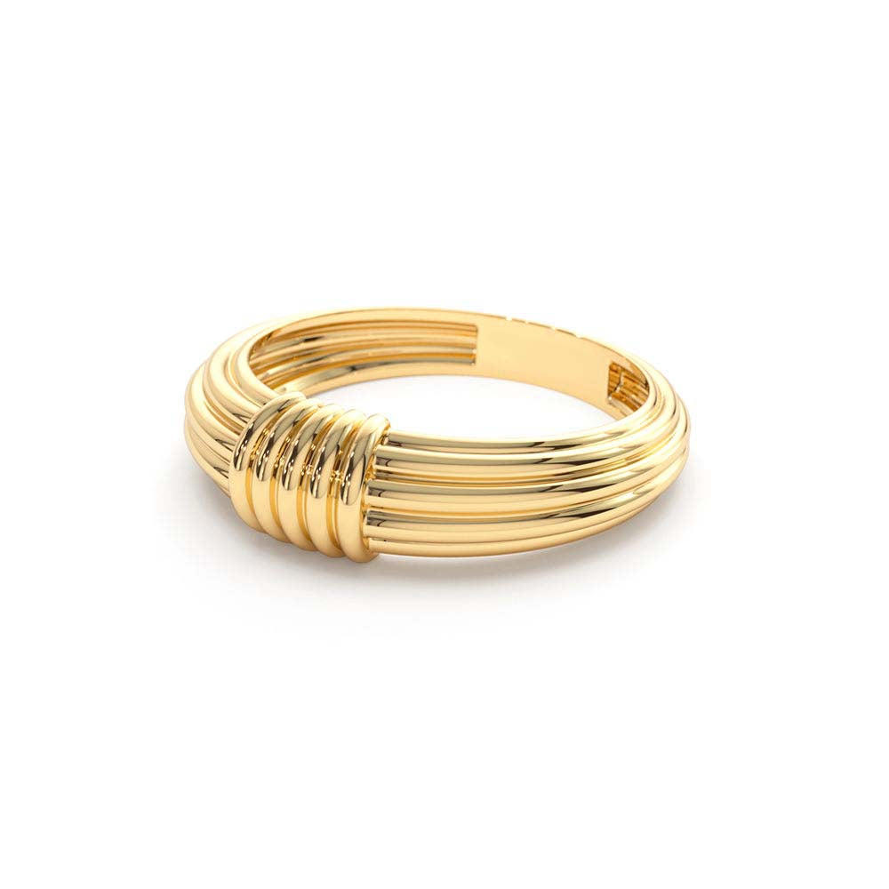 Ribbed Dome Graduating Gold Ring in 14K Gold — view 2