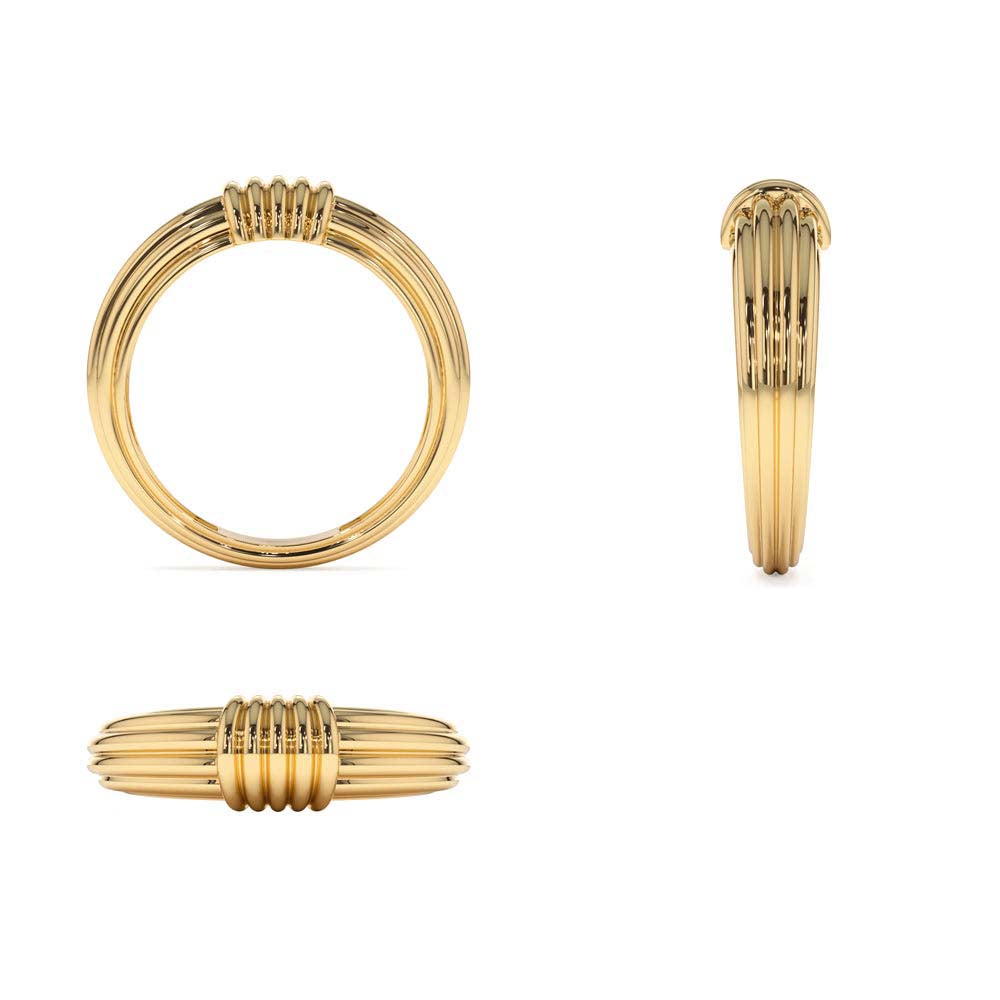 Ribbed Dome Graduating Gold Ring in 14K Gold — view 3