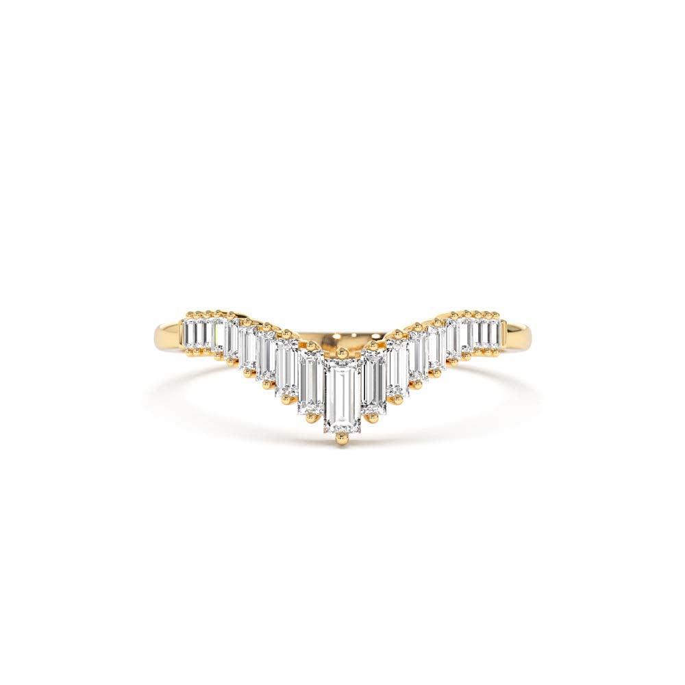 Baguette Diamond Curved Tiara Ring in 14K Gold — view 1