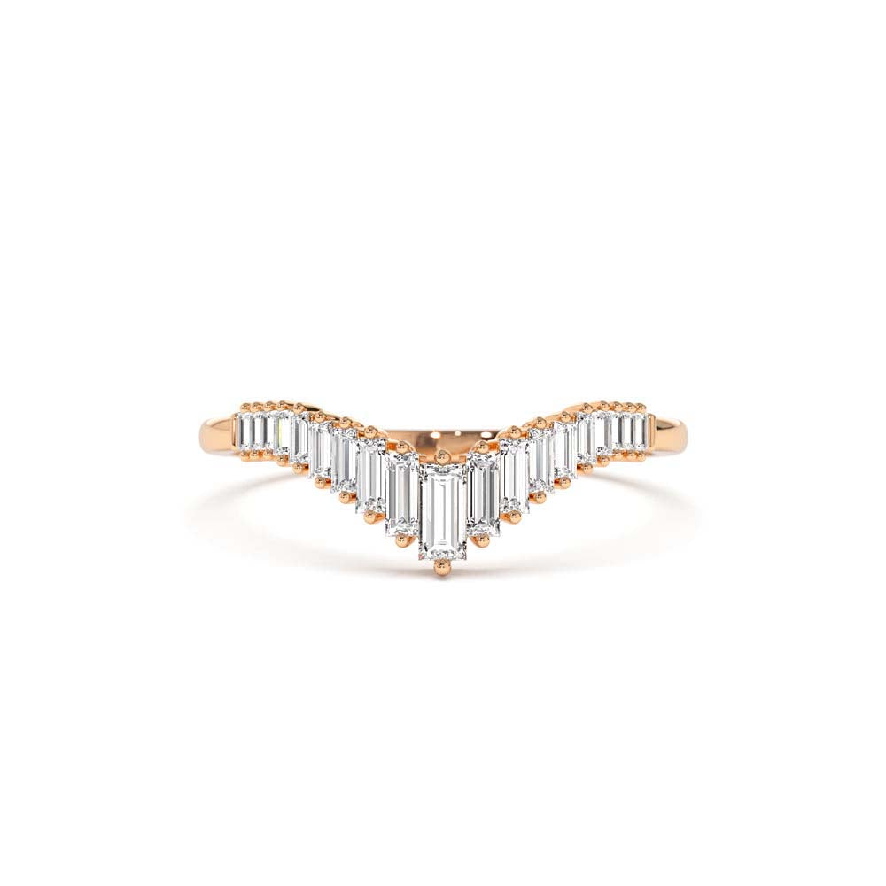 Baguette Diamond Curved Tiara Ring in 14K Gold — view 5