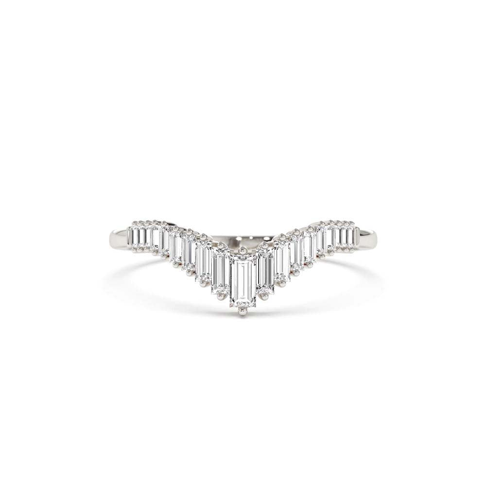 Baguette Diamond Curved Tiara Ring in 14K Gold — view 4