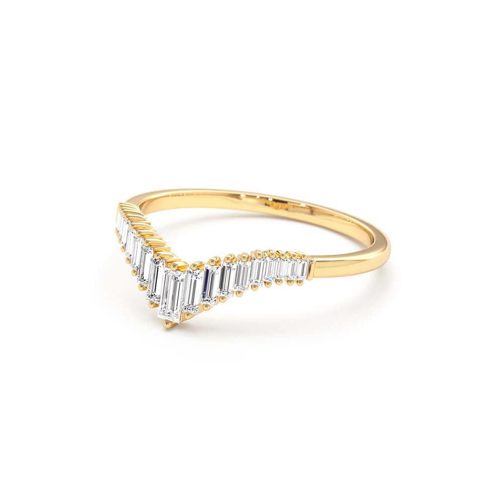 Baguette Diamond Curved Tiara Ring in 14K Gold — view 2