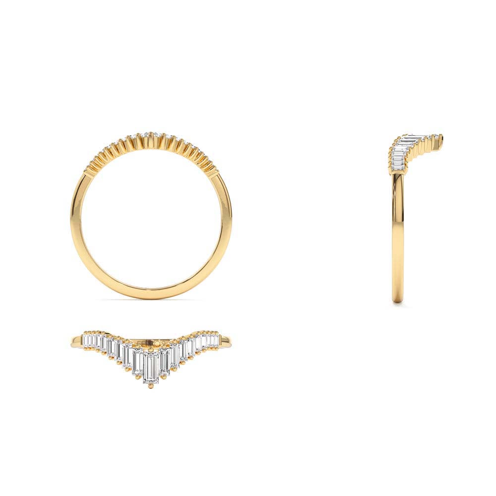 Baguette Diamond Curved Tiara Ring in 14K Gold — view 3