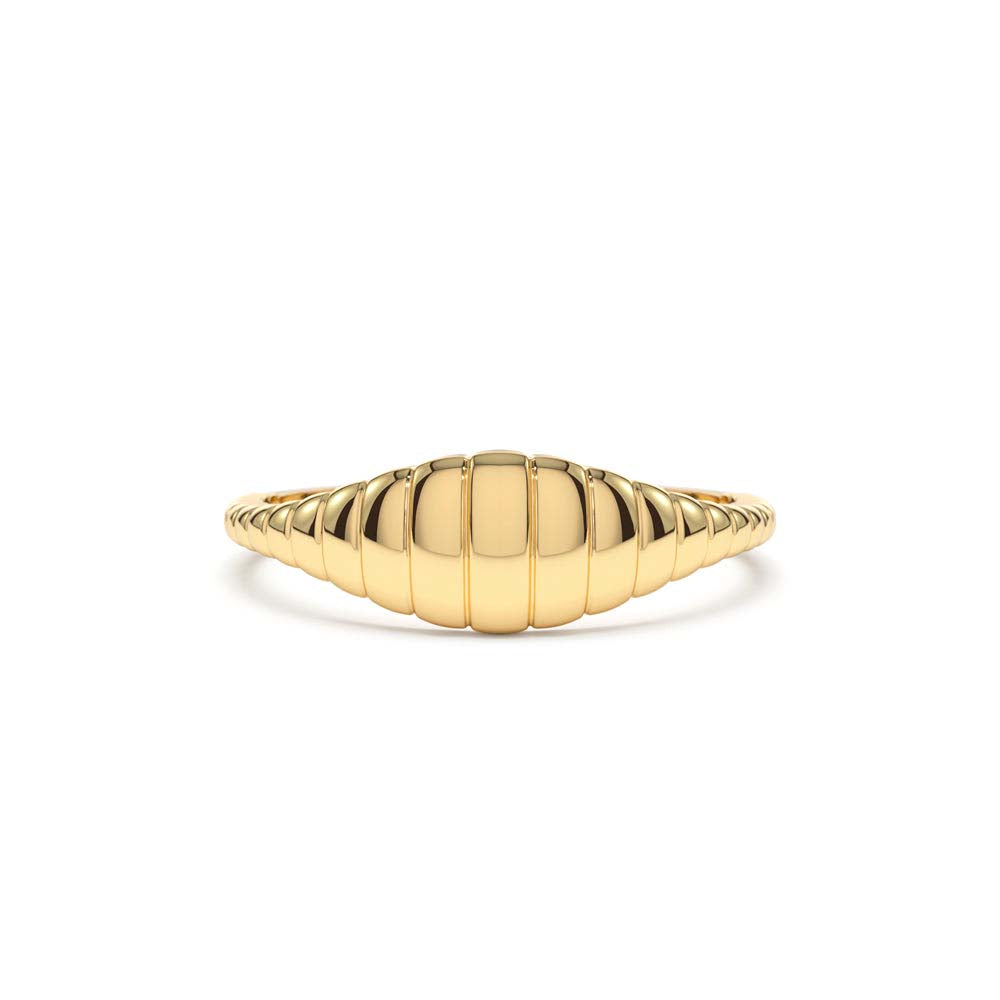 Minimalist Wave Signet Ring in 14K Gold — view 1