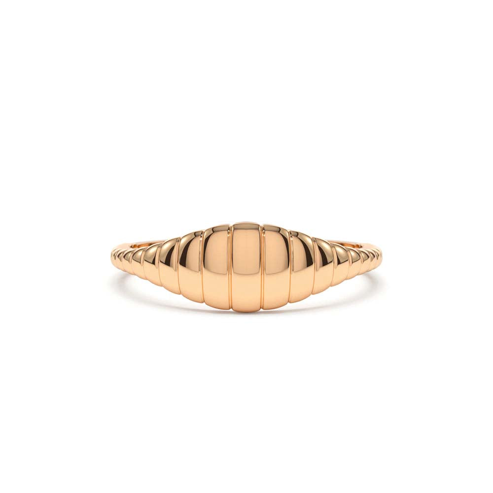 Minimalist Wave Signet Ring in 14K Gold — view 5