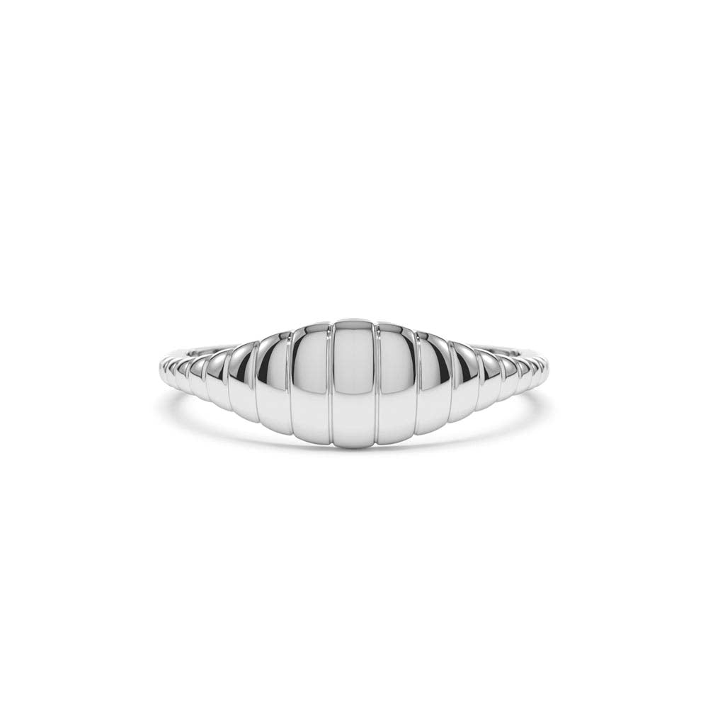 Minimalist Wave Signet Ring in 14K Gold — view 4