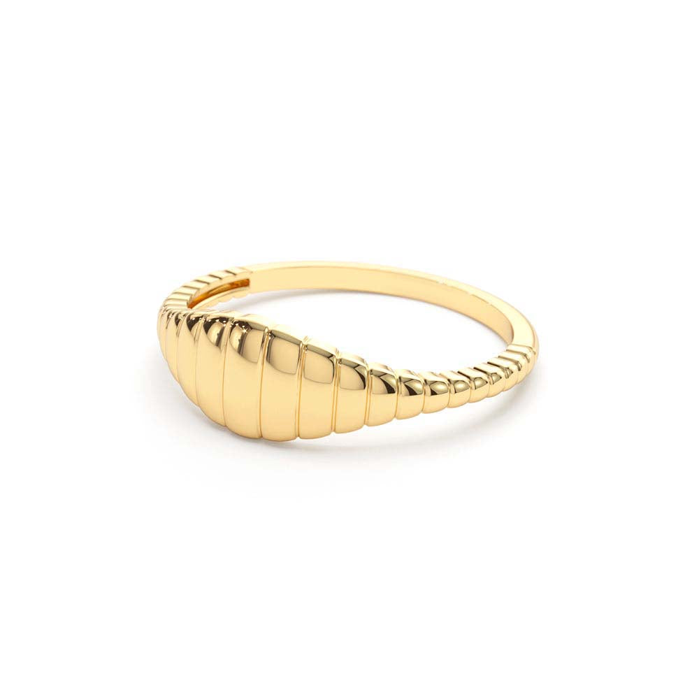 Minimalist Wave Signet Ring in 14K Gold — view 2