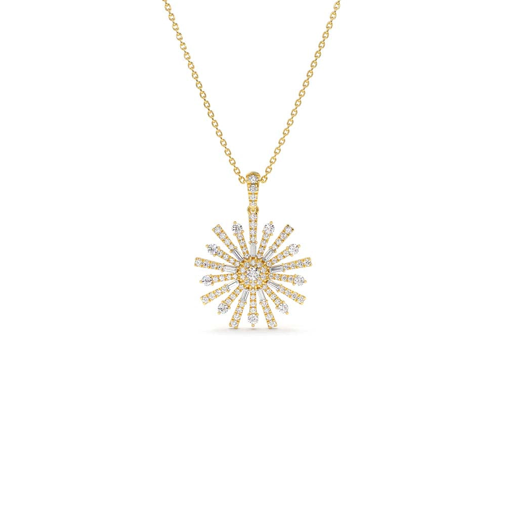 Baguette Diamond Unique Necklace in 14K Gold — view 1