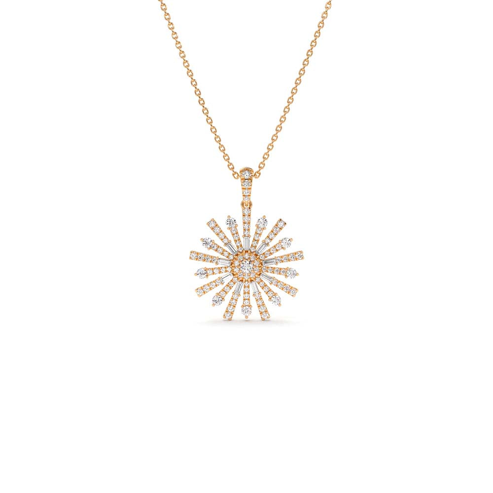 Baguette Diamond Unique Necklace in 14K Gold — view 4