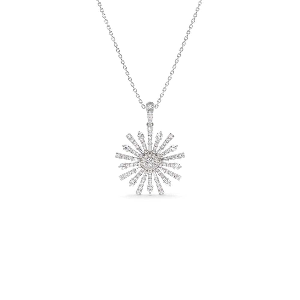 Baguette Diamond Unique Necklace in 14K Gold — view 3