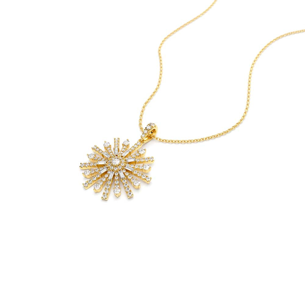 Baguette Diamond Unique Necklace in 14K Gold — view 2