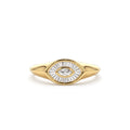 Marquise Shape Baguette Diamond Ring in 14K Gold — view 1