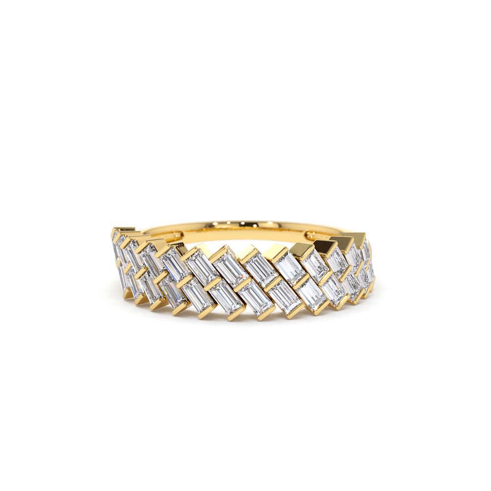 Double Row Diagonal Baguette Ring in 14K Gold — view 1