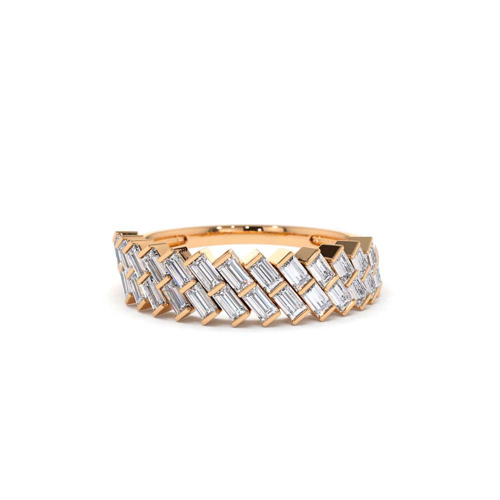 Double Row Diagonal Baguette Ring in 14K Gold — view 5