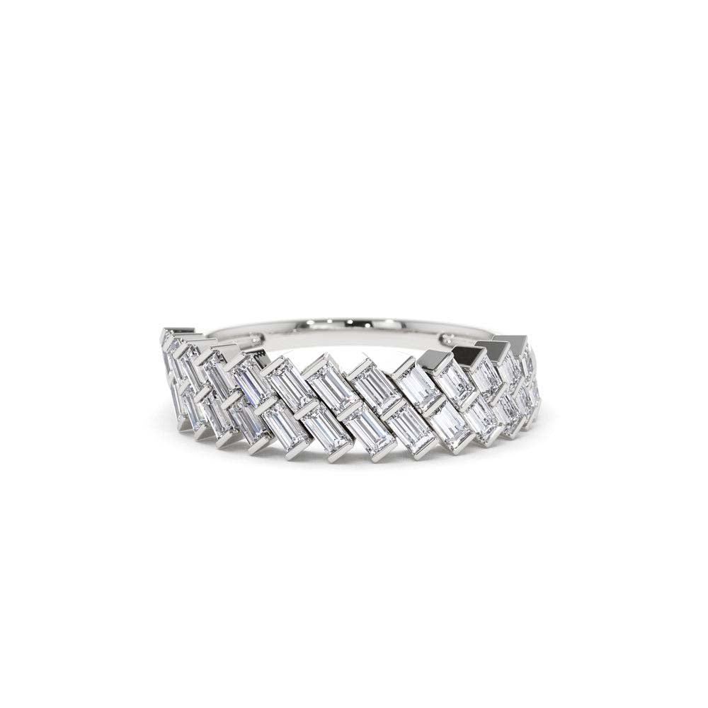 Double Row Diagonal Baguette Ring in 14K Gold — view 4