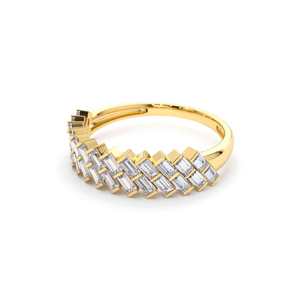 Double Row Diagonal Baguette Ring in 14K Gold — view 2