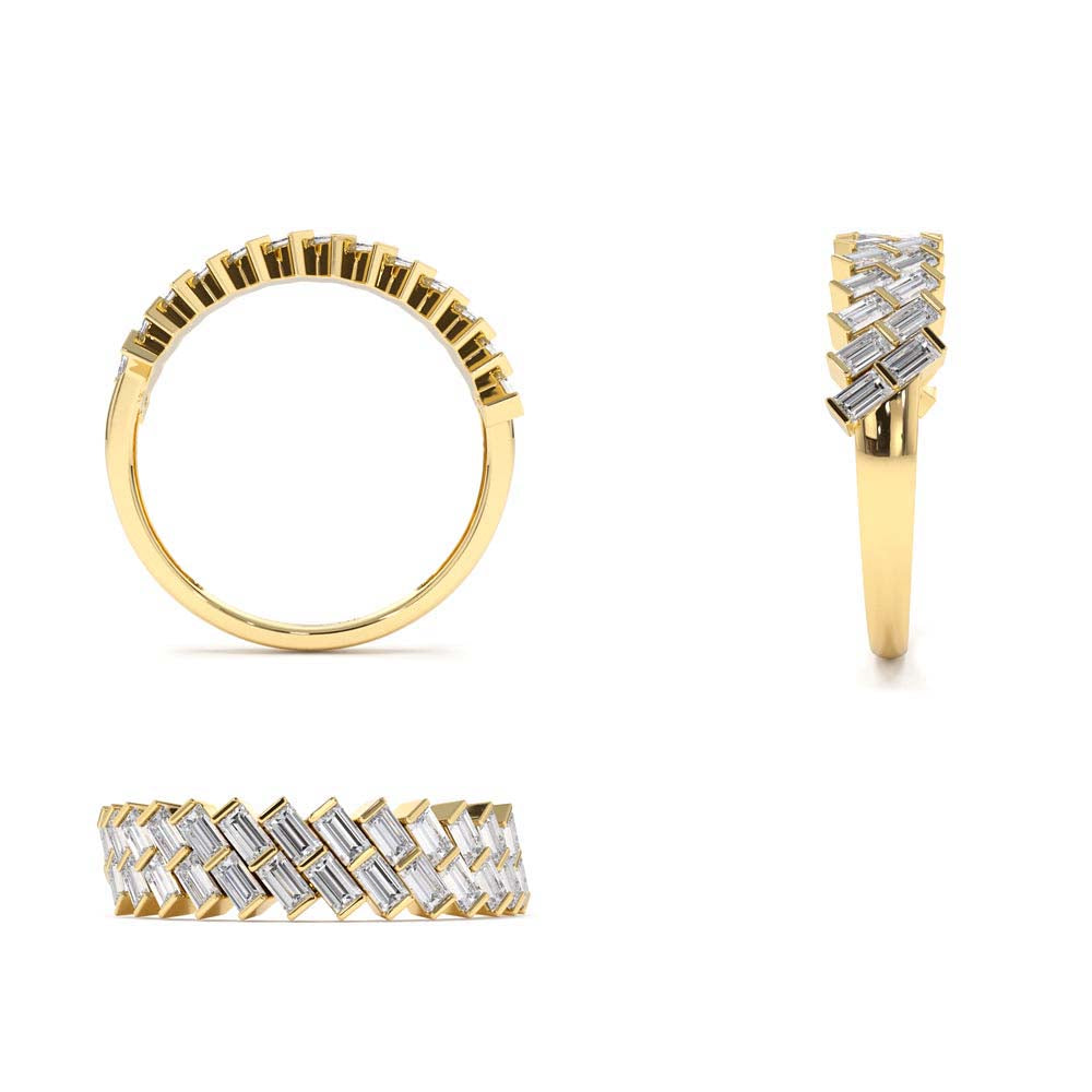 Double Row Diagonal Baguette Ring in 14K Gold — view 3
