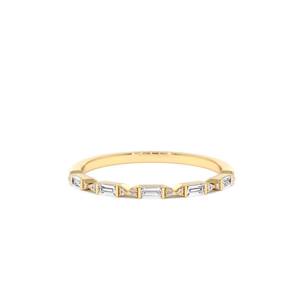 Stackable Dainty Baguette Diamond Ring in 14K Gold — view 1