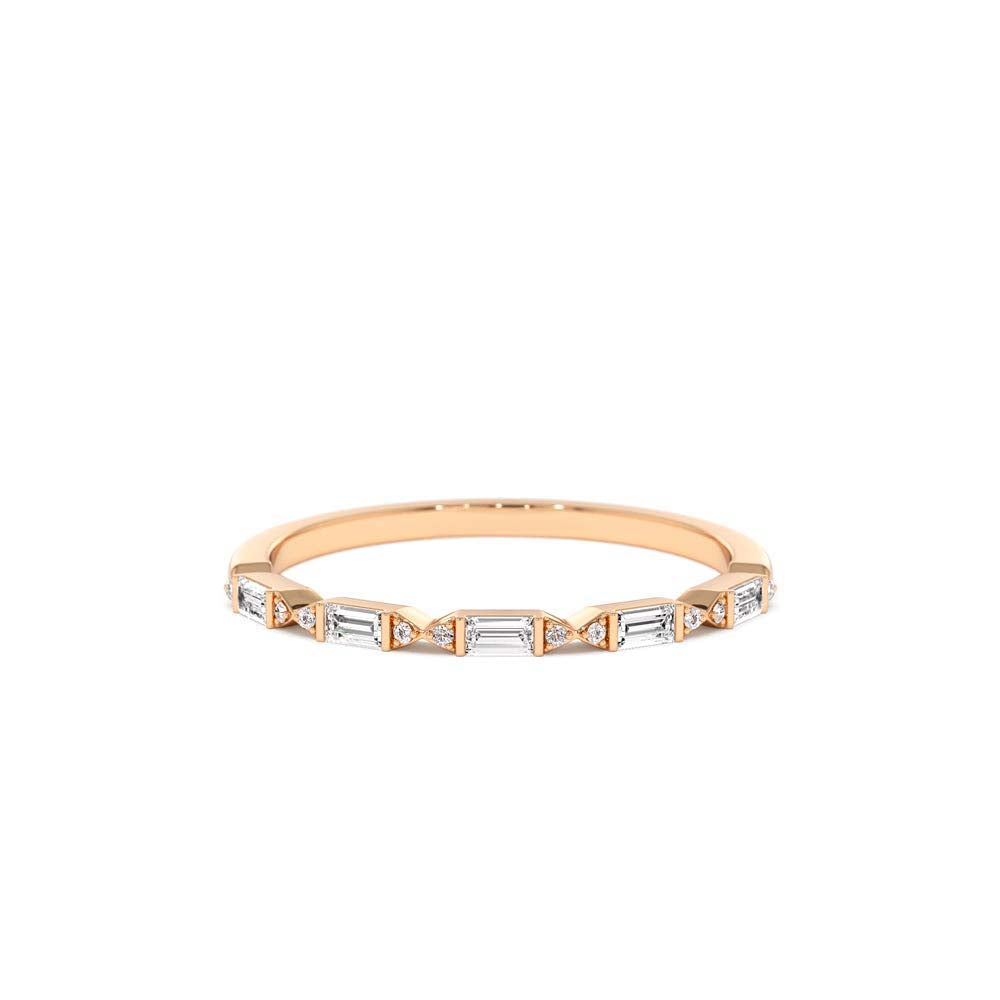 Stackable Dainty Baguette Diamond Ring in 14K Gold — view 5
