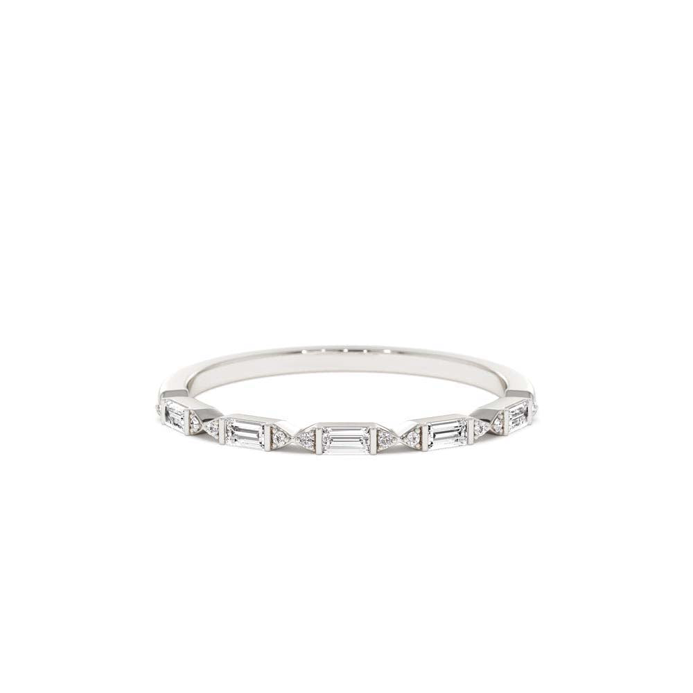 Stackable Dainty Baguette Diamond Ring in 14K Gold — view 4