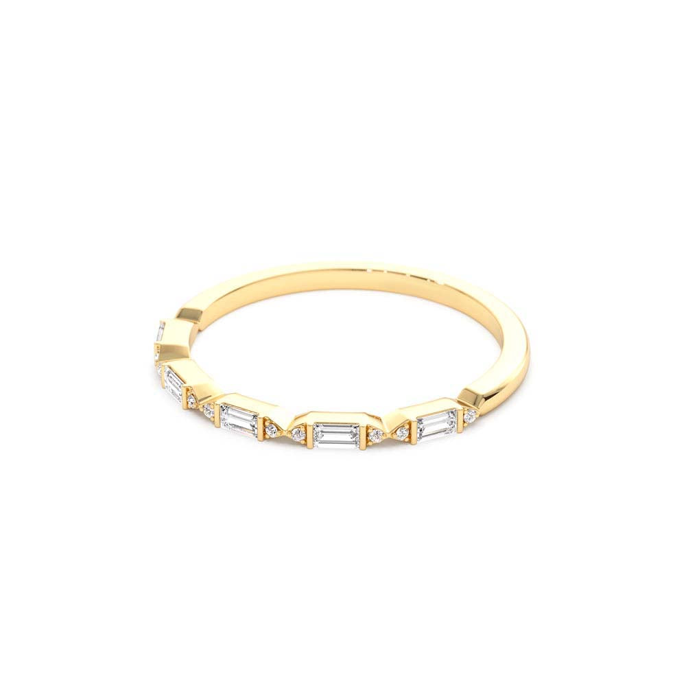 Stackable Dainty Baguette Diamond Ring in 14K Gold — view 2