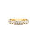 Vertical Baguette and Round Diamond Wedding Band in 14K Gold — view 1