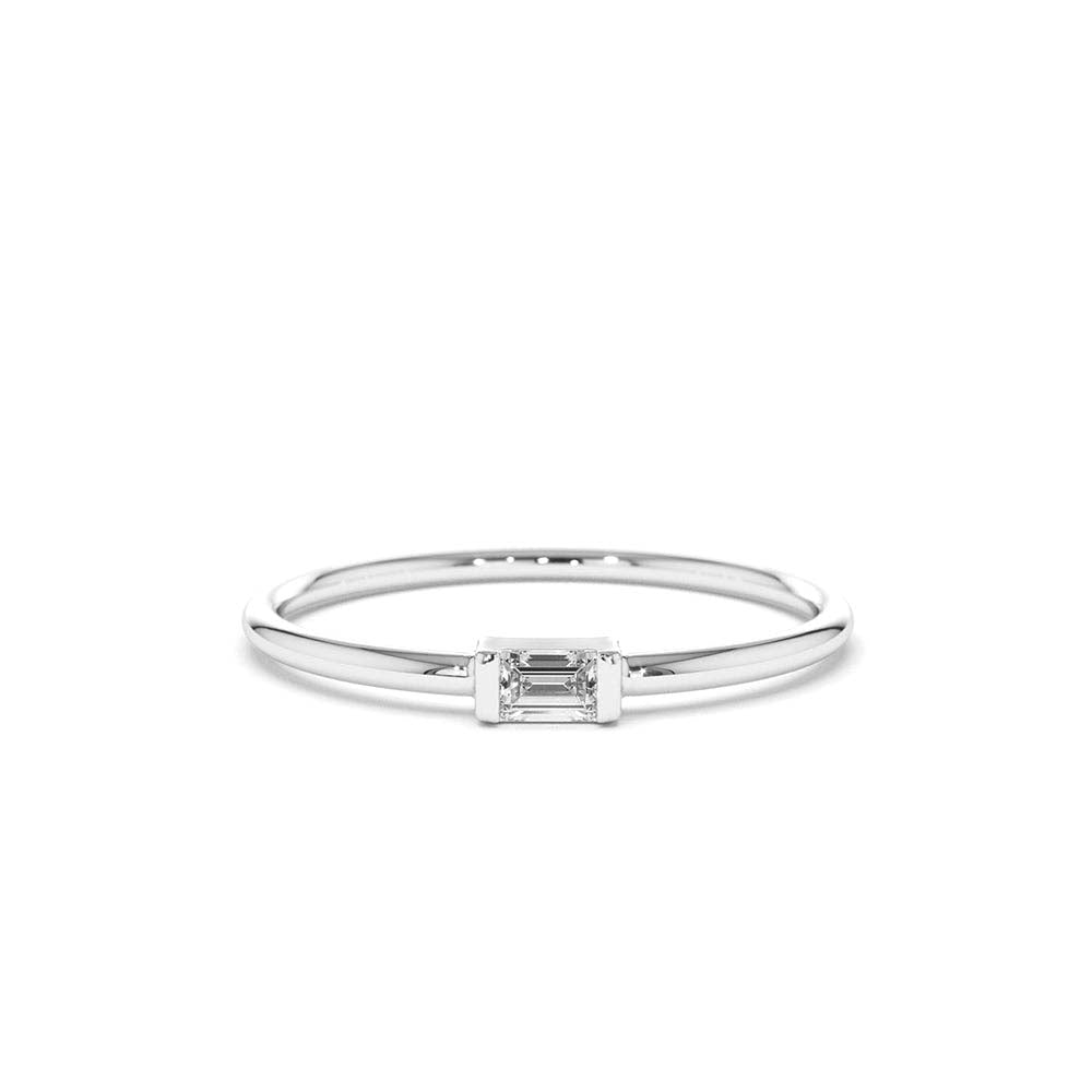 Single Baguette Solitaire Diamond Ring in 14K Gold — view 4