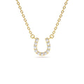 Mini Diamond Horseshoe Necklace in 14K Gold — view 1