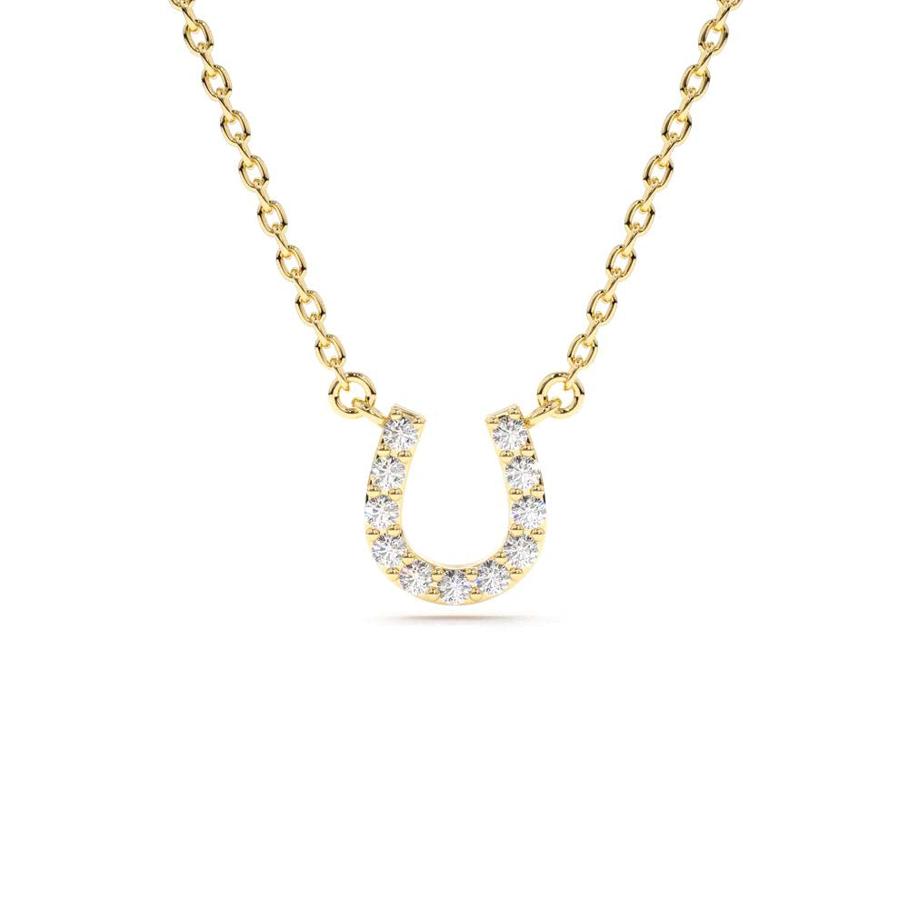 Mini Diamond Horseshoe Necklace in 14K Gold — view 1