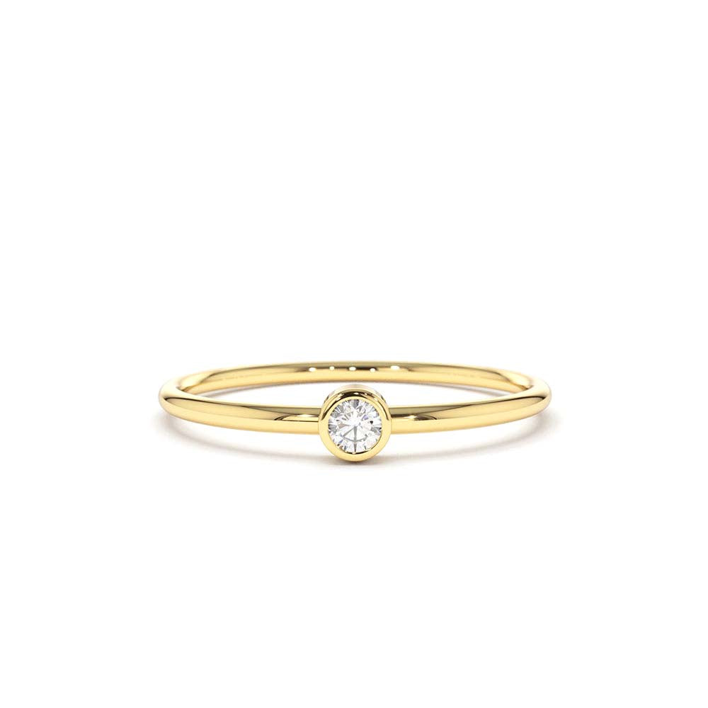 Round Solitaire Diamond Ring in 14K Gold — view 1