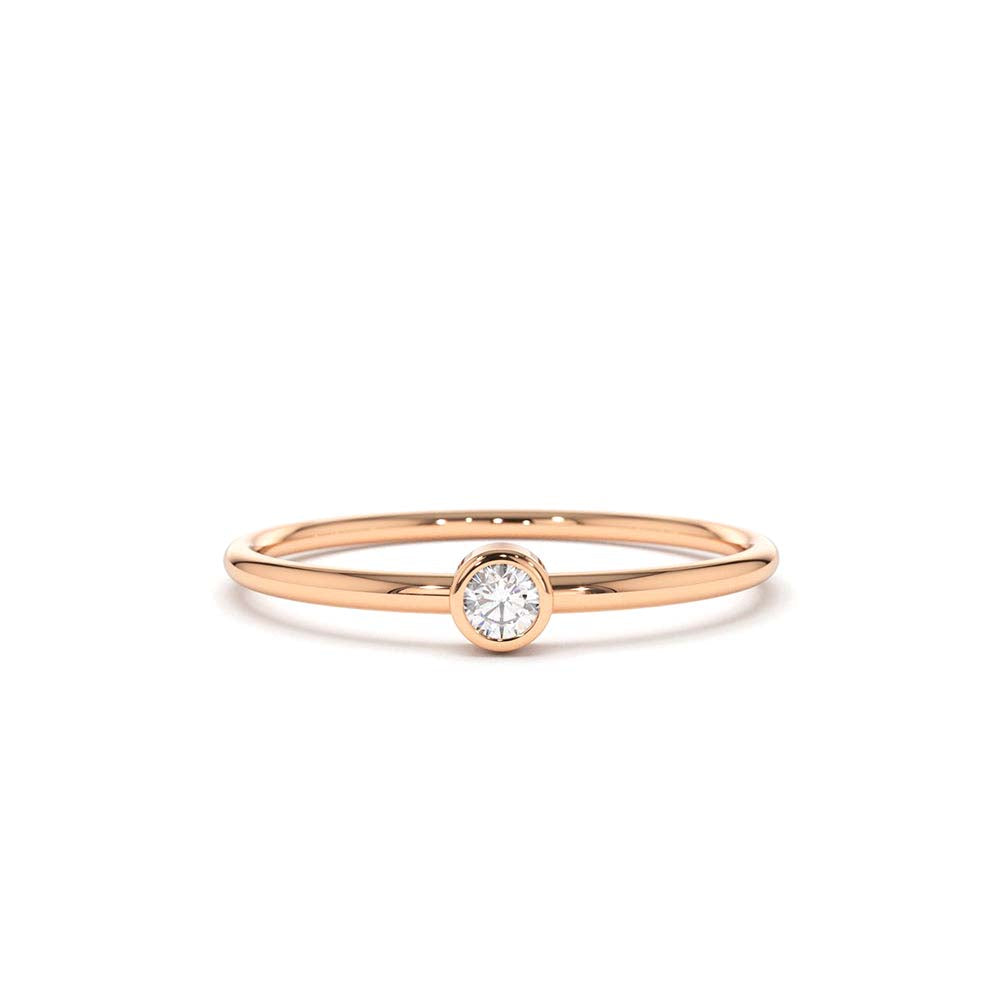 Round Solitaire Diamond Ring in 14K Gold — view 5