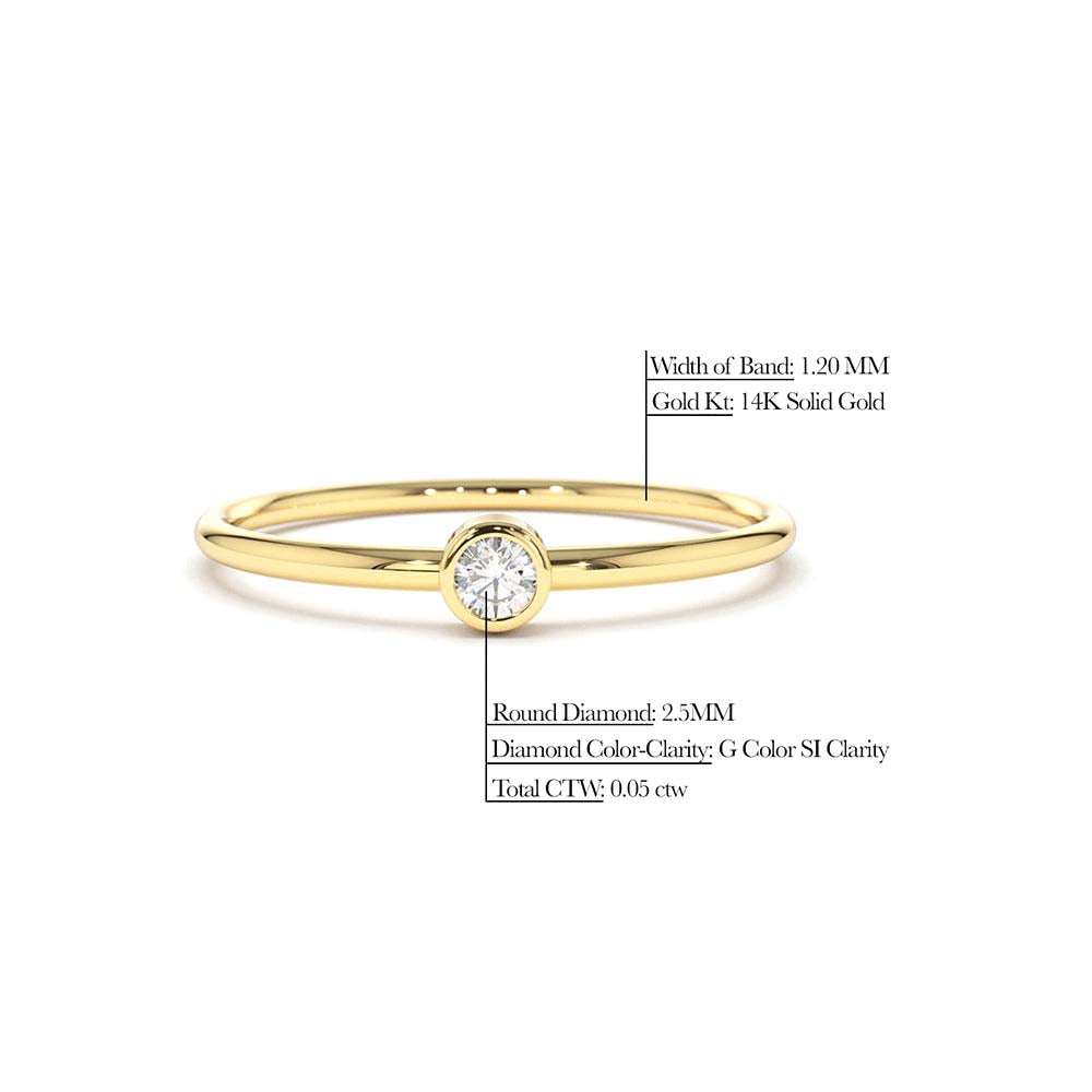 Round Solitaire Diamond Ring in 14K Gold — view 2