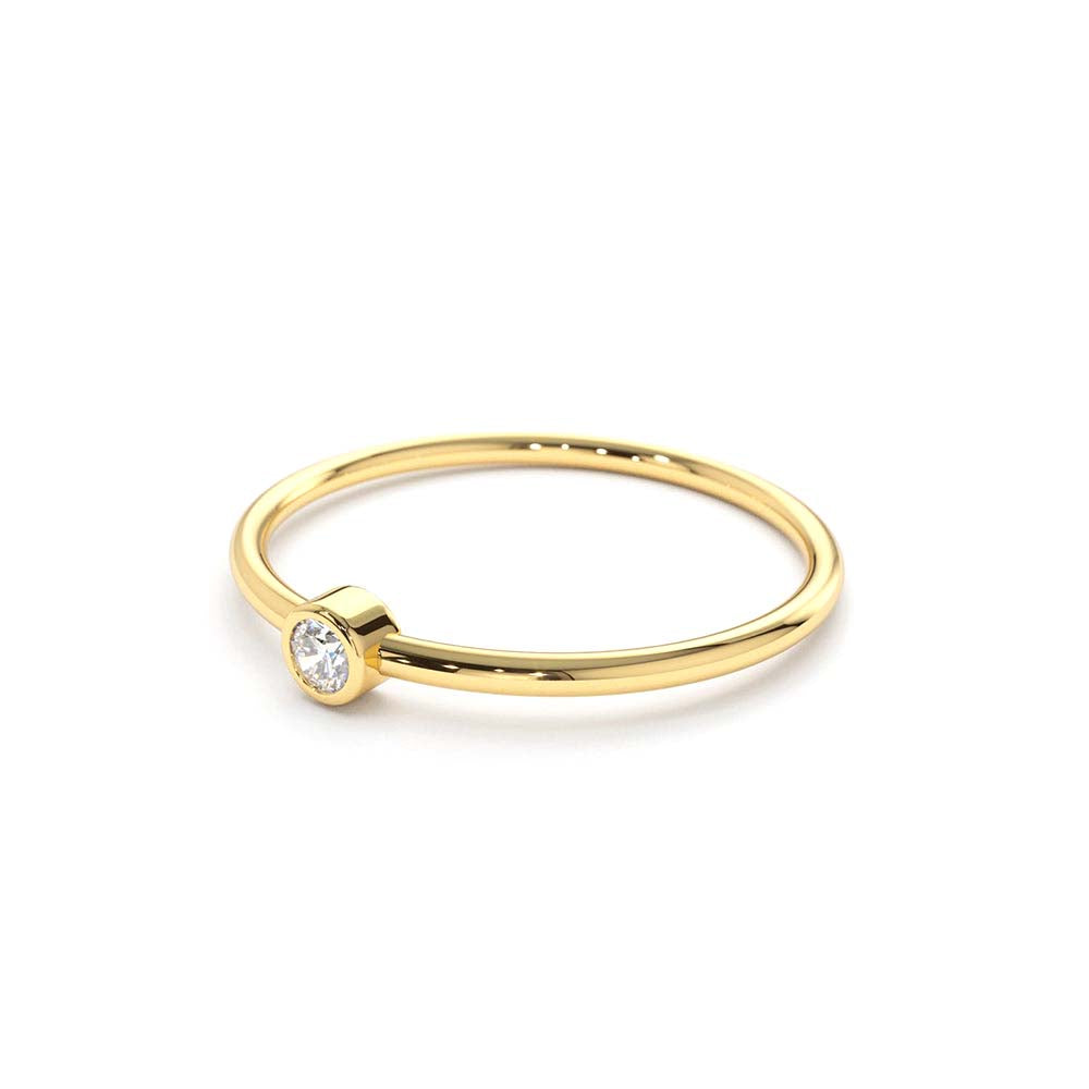 Round Solitaire Diamond Ring in 14K Gold — view 3