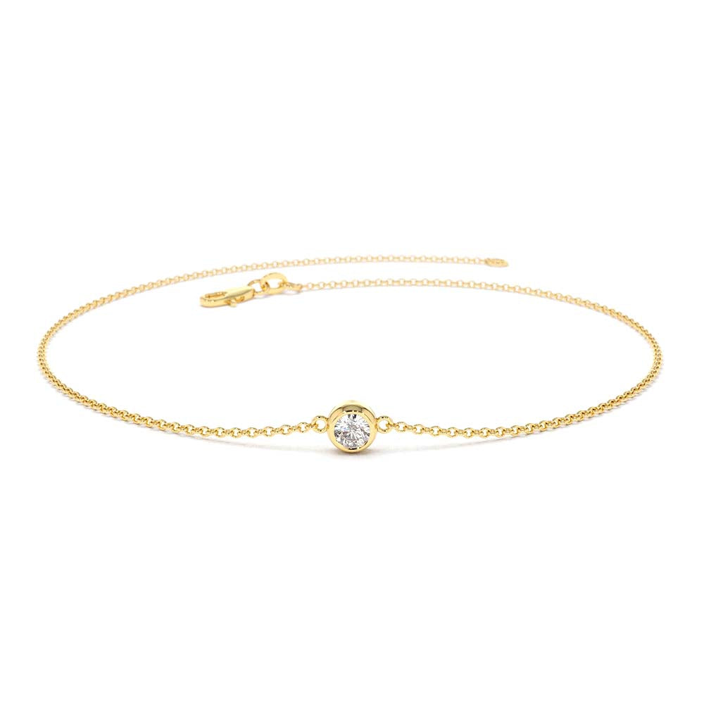 Dainty Diamond Solitaire Bracelet in 14K Gold — view 1